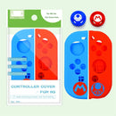 2 Sets Patterned Silicone Case With Handle Button Cap For Nintendo Switch(Pink Green)