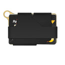 Aluminum Alloy Card Holder Leather Wallet Multifunctional Adjustable Snap Button Pocket Wallet(Black)