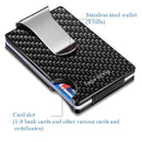 New-Bring Metal Carbon Fiber Wallet Ultra-Thin Card Holder Male RFID Anti-Theft Simple Wallet Bank Credit Card Storage Device(Black)