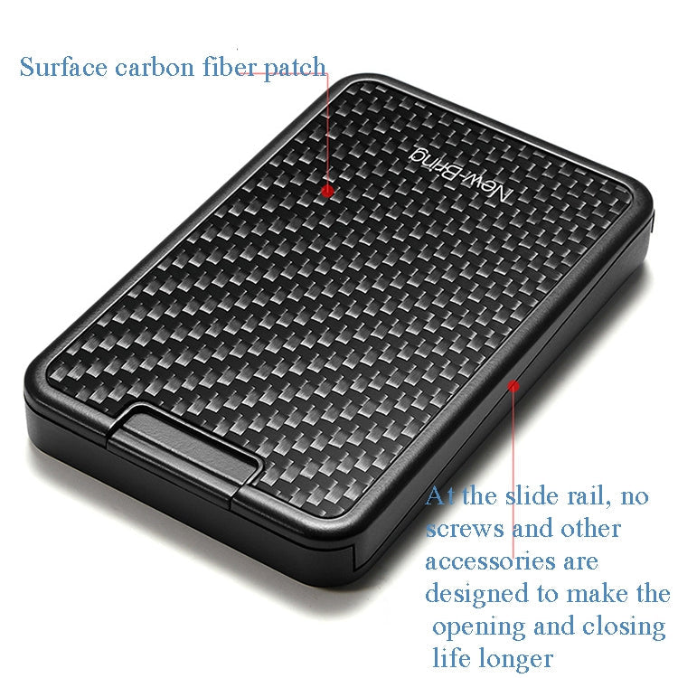 New-Bring Carbon Fiber Metal Card Holder Male Personality Card Holder Anti-Theft RFID Ultra-Thin Small Card Box(Black)