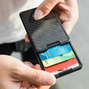New-Bring Carbon Fiber Metal Card Holder Male Personality Card Holder Anti-Theft RFID Ultra-Thin Small Card Box(Black)