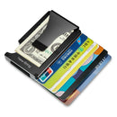 New-Bring Metal Card Holder Men Ultra-Thin Simple Wallet RFID Anti-Theft Card Holder(Black)