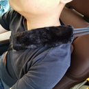 2 Pairs Fleece-like Safety Belt Cover Car Plush Safety Belt Cover(Light Grey)