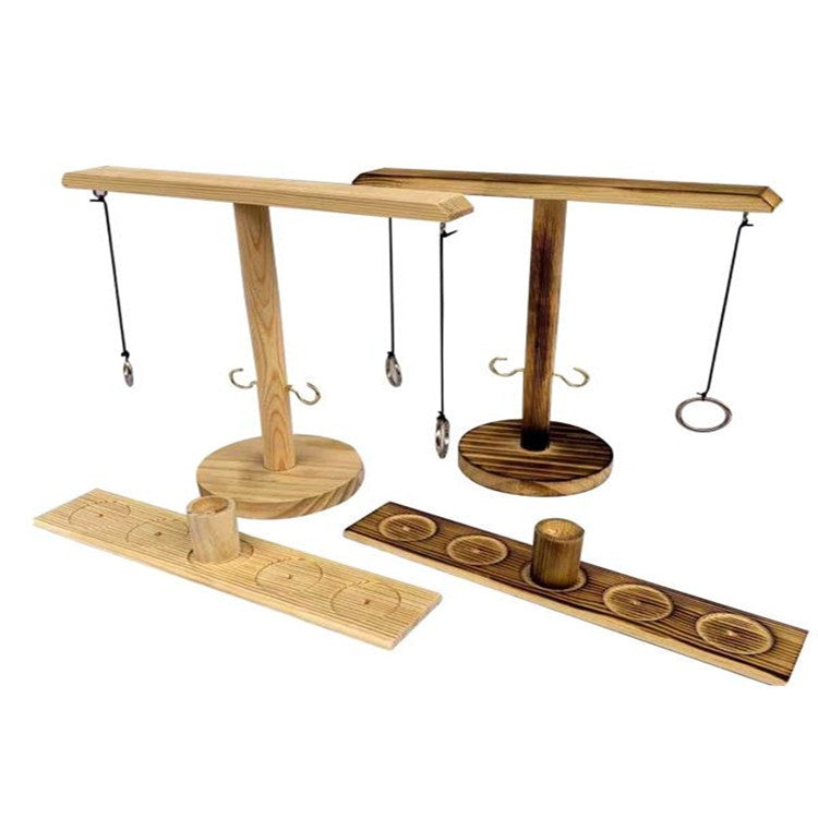 Wooden Ring Toss Tabletop Ring Toss Game Round Carbon Black