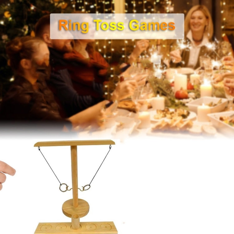 Wooden Ring Toss Tabletop Ring Toss Game Round Carbon Black