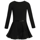 Girls Spring and Summer Long-sleeved Cotton Dance Training Clothing Set, Size:100CM(Black)