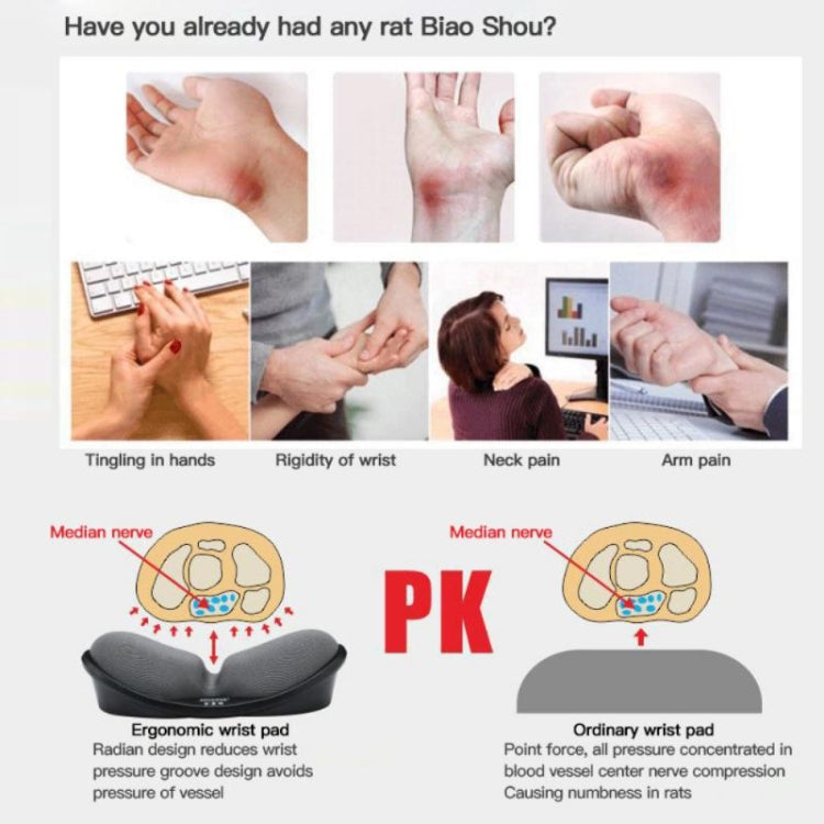 Jincomso V1C Slow Rebound Wristband Mouse Pad Ergonomic Memory Foam Mechanical Keyboard Hand Rest(Black)