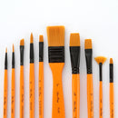 ZHU TING 10 In 1 Wooden Pole Nylon Wool Watercolor Pen And Board Brush Fan Shaped Painting Pen Set With Cloth BagZHUTING( Yellow Rod )