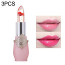 3 PCS Transparent Changed Color Moisturizer Jelly Flower Long-lasting Lipbalm(deep red)