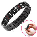 2 PCS Double Row Magnet Magnetic Therapy Bracelet For Men, Colour: Black