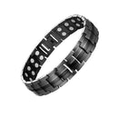 2 PCS Double Row Magnet Magnetic Therapy Bracelet For Men, Colour: Black Full Magnet
