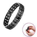 2 PCS Double Row Magnet Magnetic Therapy Bracelet For Men, Colour: Black Full Magnet