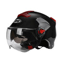 BYB 335 Summer Electric Motorcycle Adult Double Eyeglass Helmet Hard Hat, Specification: Transparent Short Lens(Piano Black)
