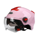 BYB 335 Summer Electric Motorcycle Adult Double Eyeglass Helmet Hard Hat, Specification: Transparent Short Lens(Pink)
