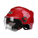 BYB 335 Summer Electric Motorcycle Adult Double Eyeglass Helmet Hard Hat, Specification: Transparent Short Lens(Red)