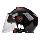 BYB 335 Summer Electric Motorcycle Adult Double Eyeglass Helmet Hard Hat, Specification: Transparent Long Lens(Piano Black)