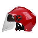 BYB 335 Summer Electric Motorcycle Adult Double Eyeglass Helmet Hard Hat, Specification: Transparent Long Lens(Red)