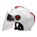BYB 335 Summer Electric Motorcycle Adult Double Eyeglass Helmet Hard Hat, Specification: Transparent Long Lens(White)