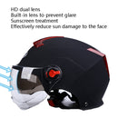 BYB 335 Summer Electric Motorcycle Adult Double Eyeglass Helmet Hard Hat, Specification: Transparent Long Lens(White)