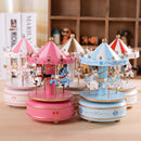 Sky City Carousel Clockwork Music Box Couples Birthday Gift(K0232 Dot Blue + Pink)