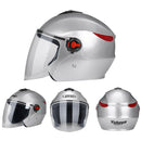 BYB 709 Electric Motorcycle Men And Women Universal Four Seasons Riding Half Helmet(Silver (Transparent Anti-fog Lens))