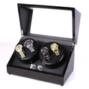 4 Watch Positions + 0 Automatic Winding Watch Box Rotating Motor Watch Winderï¼ŒEU Plug(Black + Carbon Fiber)