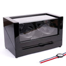 4 Watch Positions + 0 Automatic Winding Watch Box Rotating Motor Watch Winderï¼ŒEU Plug(Black + Carbon Fiber)
