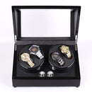 4 Watch Positions + 0 Automatic Winding Watch Box Rotating Motor Watch Winderï¼ŒEU Plug(Black + Carbon Fiber)