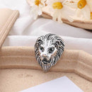 3 PCS Personality Creative Lion Brooches Retro Alloy Animal Badge Coat Suit Chest Blossom(Silver)