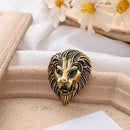 3 PCS Personality Creative Lion Brooches Retro Alloy Animal Badge Coat Suit Chest Blossom(Golden)