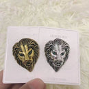 3 PCS Personality Creative Lion Brooches Retro Alloy Animal Badge Coat Suit Chest Blossom(Silver)