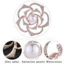 2 PCS Diamonds Mountain Tea Flower Brooch Pearl Pin Simple Suits Cheongsam Accessories(B07344)