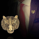 3 PCS Personality Tiger Head Brooch Men Suit Pin Vintage Badge Collar Pin(Golden)