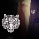 3 PCS Personality Tiger Head Brooch Men Suit Pin Vintage Badge Collar Pin(Silver)