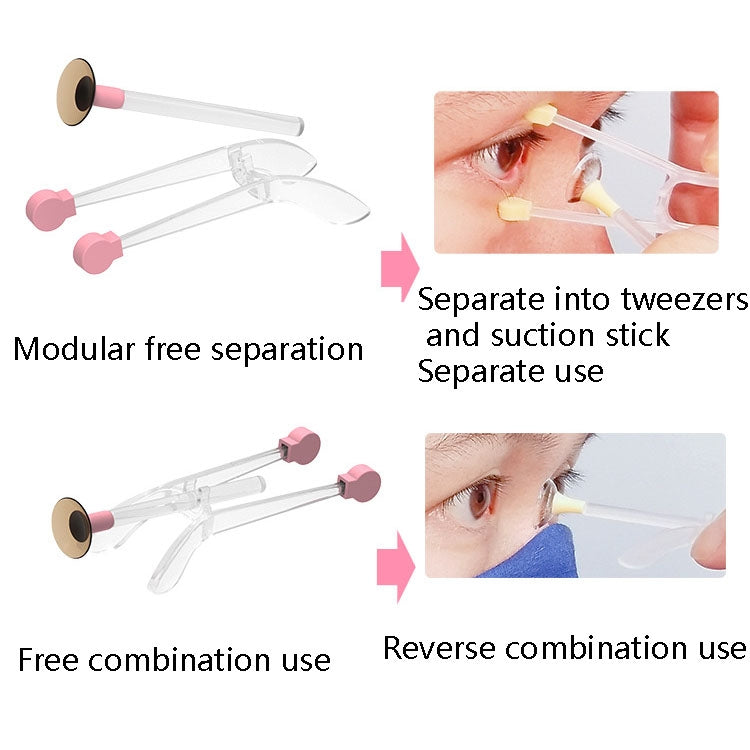 2 PCS Contact Lens Portable Clip Silicone Suction Stick Wearing Picking Access Auxiliary Tools(Pink)