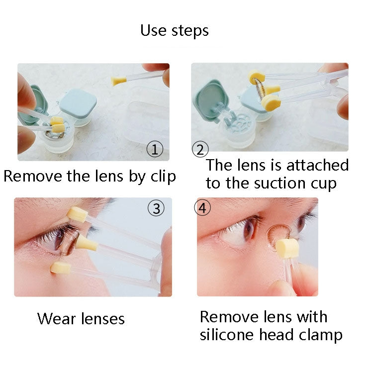 2 PCS Contact Lens Portable Clip Silicone Suction Stick Wearing Picking Access Auxiliary Tools(Pink)