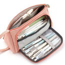Angoo Large Capacity Pencil Case Cute Canvas Stationery Bag, Color: Cherry Pink