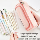 Angoo Large Capacity Pencil Case Cute Canvas Stationery Bag, Color: Taro Purple Corduroy