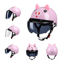 BYB X-866 Adult Electric Motorcycle Helmet Men And Women Universal Hard Hat, Specification: Tea Color Short Lens(Summer Pink)