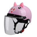 BYB X-866 Adult Electric Motorcycle Helmet Men And Women Universal Hard Hat, Specification: Transparent Long Lens(Four Seasons Pink)