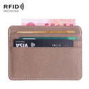 2 PCS KT1002 RFID Function Lizard Pattern Bank Card Holder PU Business Card Case(Khaki)
