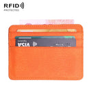 2 PCS KT1002 RFID Function Lizard Pattern Bank Card Holder PU Business Card Case(Orange)