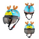 BYB 810 Children Cartoon Electric Motorcycle Helmet, Specification: Tea Color Short Lens(Summer Blue Elk)