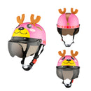 BYB 810 Children Cartoon Electric Motorcycle Helmet, Specification: Tea Color Short Lens(Summer Pink Elk)