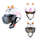 BYB 810 Children Cartoon Electric Motorcycle Helmet, Specification: Tea Color Short Lens(Summer Cat)
