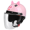 BYB 820 Children Four Seasons Universal Cartoon Electric Motorcycle Helmet, Specification: Transparent Long Lens(Four Seasons Pink Pig)