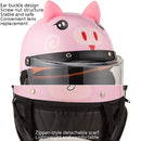 BYB 820 Children Four Seasons Universal Cartoon Electric Motorcycle Helmet, Specification: Transparent Long Lens(Four Seasons White Cat)