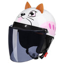 BYB 820 Children Four Seasons Universal Cartoon Electric Motorcycle Helmet, Specification: Tea Color Long Lens(Four Seasons White Cat)