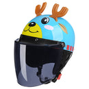 BYB 820 Children Four Seasons Universal Cartoon Electric Motorcycle Helmet, Specification: Tea Color Long Lens(Four Seasons Blue Elk)