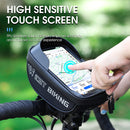 WEST BIKING Bicycle Bag Touch Screen Waterproof MTB Road Bike Handlebar Phone Bag Reflective Front Frame Bag(Black)